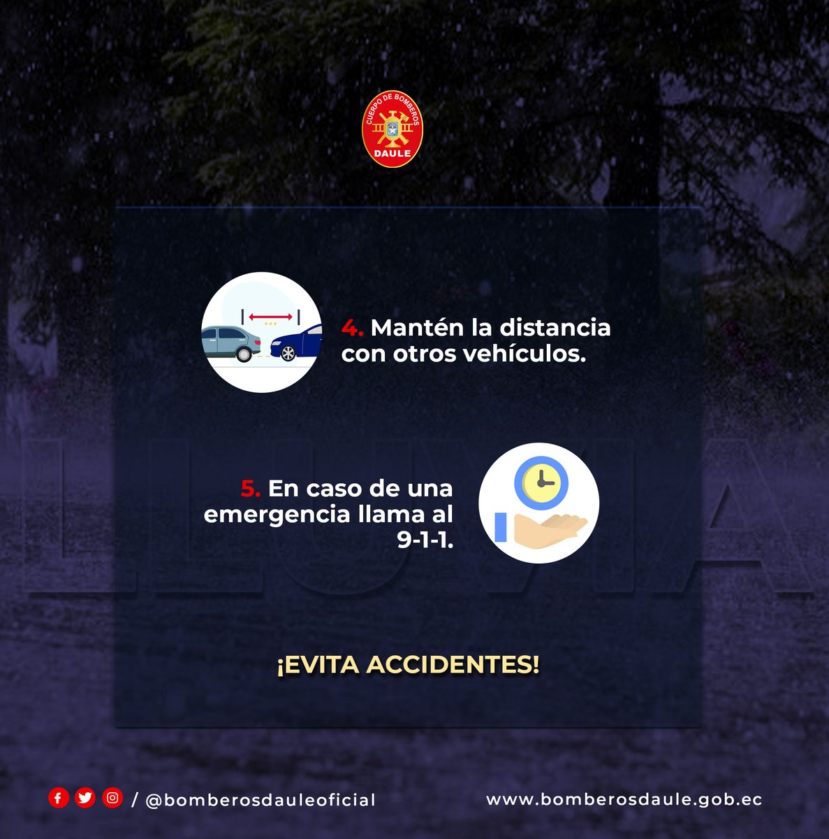 #PrevenciónCBD |  Durante la temporada de lluvia, es importante que tomemos medidas de prevención que nos permitan mantenernos mas seguros.👨‍🚒🌧️

Toma en cuenta las siguientes recomendaciones. ✅
#DauleSeguro