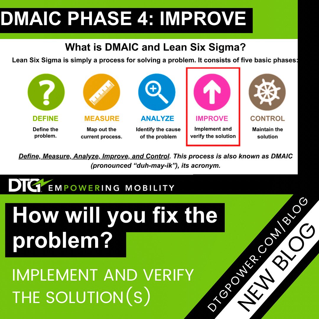DMAIC: The Five Phases of Lean Six Sigma Phase 4: IMPROVE dtgpower.com/dmaic-the-five… #LSS #dmaic