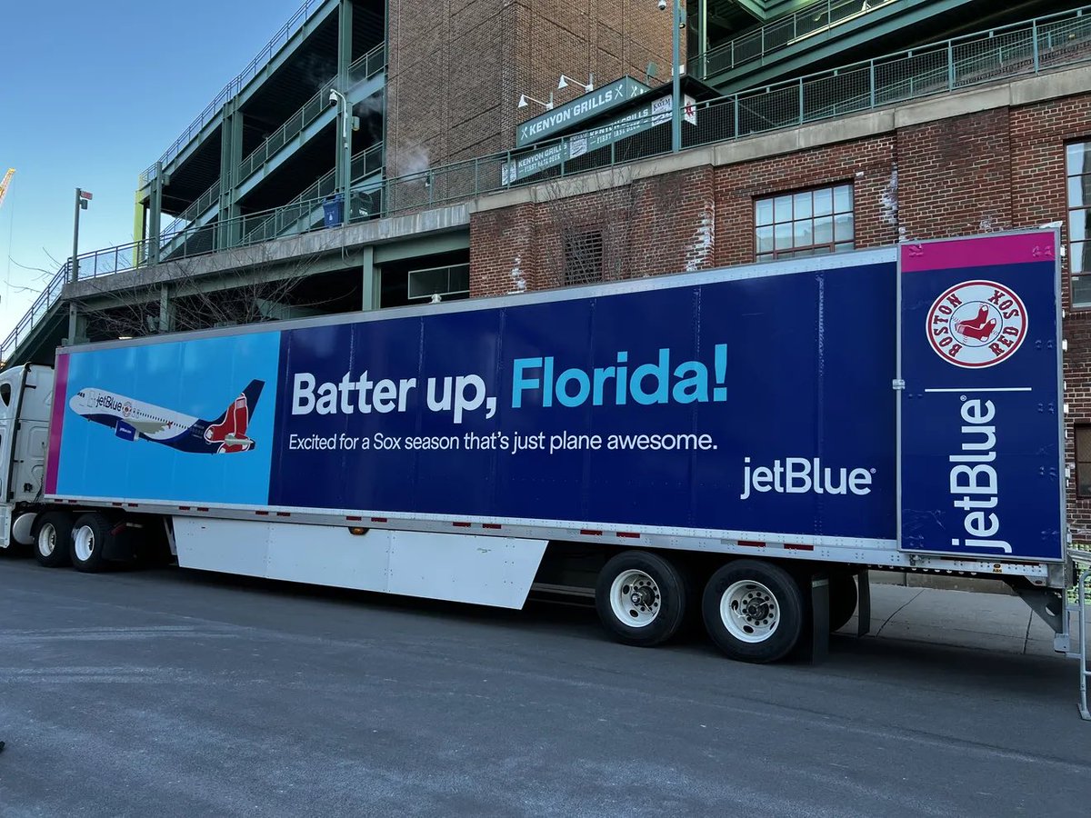 The Red Sox Truck is off to Fort Myers! Inside the truck: - 20,400 baseballs - 1,100 bats - 200 batting gloves - 200 helmets - 320 batting practice tops - 160 white jerseys - 300 pairs of pants - 400 t-shirts - 400 pairs of socks - 20 cases of gum - 60 cases of sunflower seeds