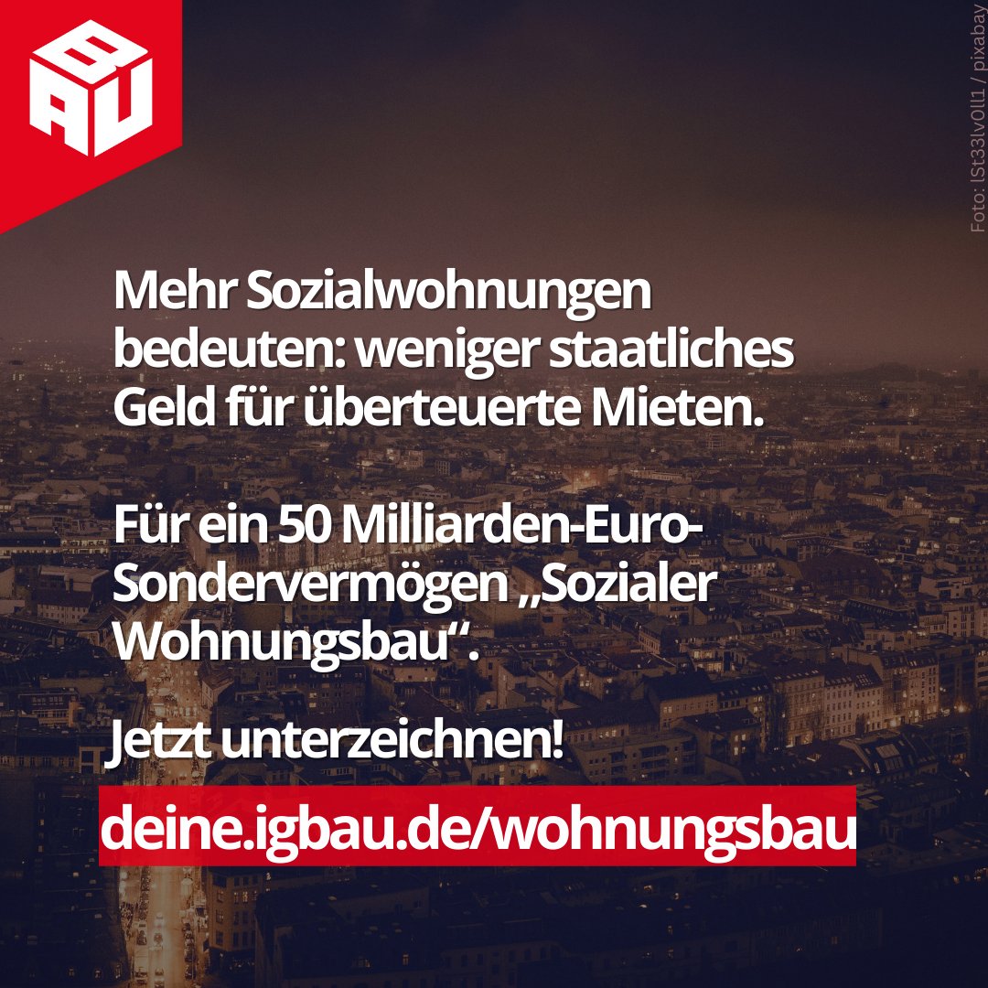 Fast 500 Menschen haben bereits unseren Unterstützerbrief #SozialerWohnungsbau unterzeichnet. 
➡️ Die Kampagne läuft weiter: deine.igbau.de/wohnungsbau