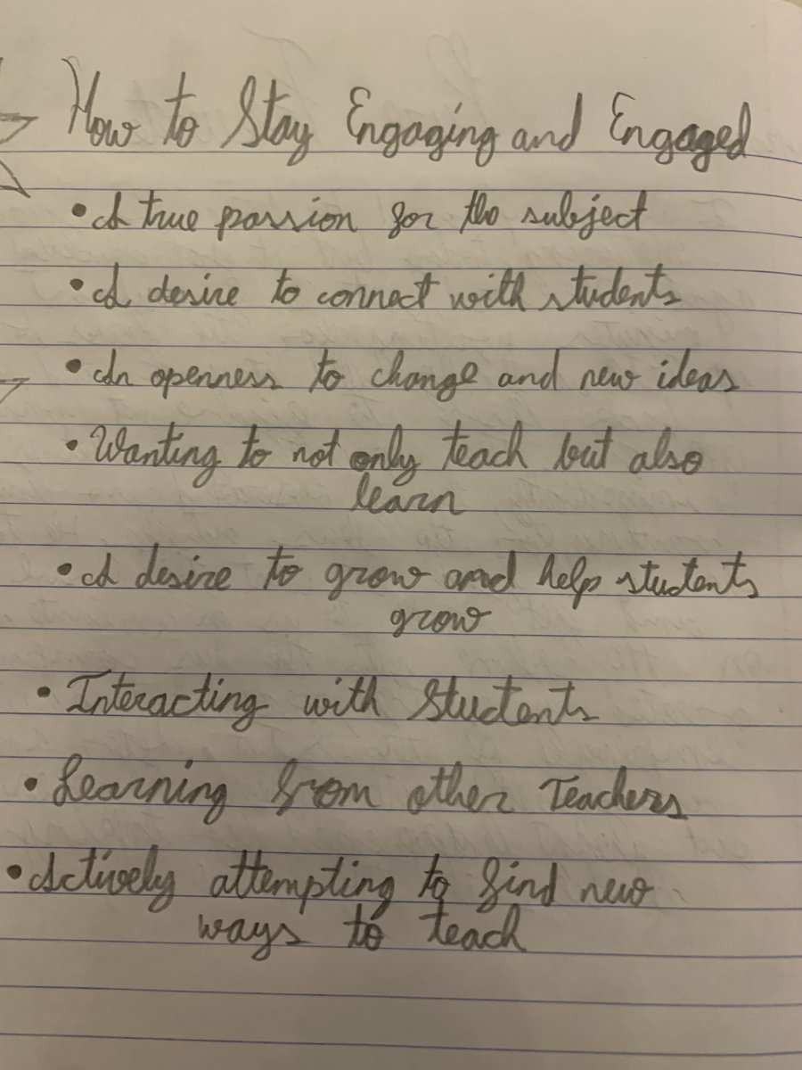 Ran a conversation @educonphilly: 'Stay Hungry, Stay Foolish: A convo. on teaching for a lifetime.' Great energy and interest in the topic. In prep, I asked students for their thoughts on how 'aged' teachers can remain engaging and engaged. One of the best responses is below.