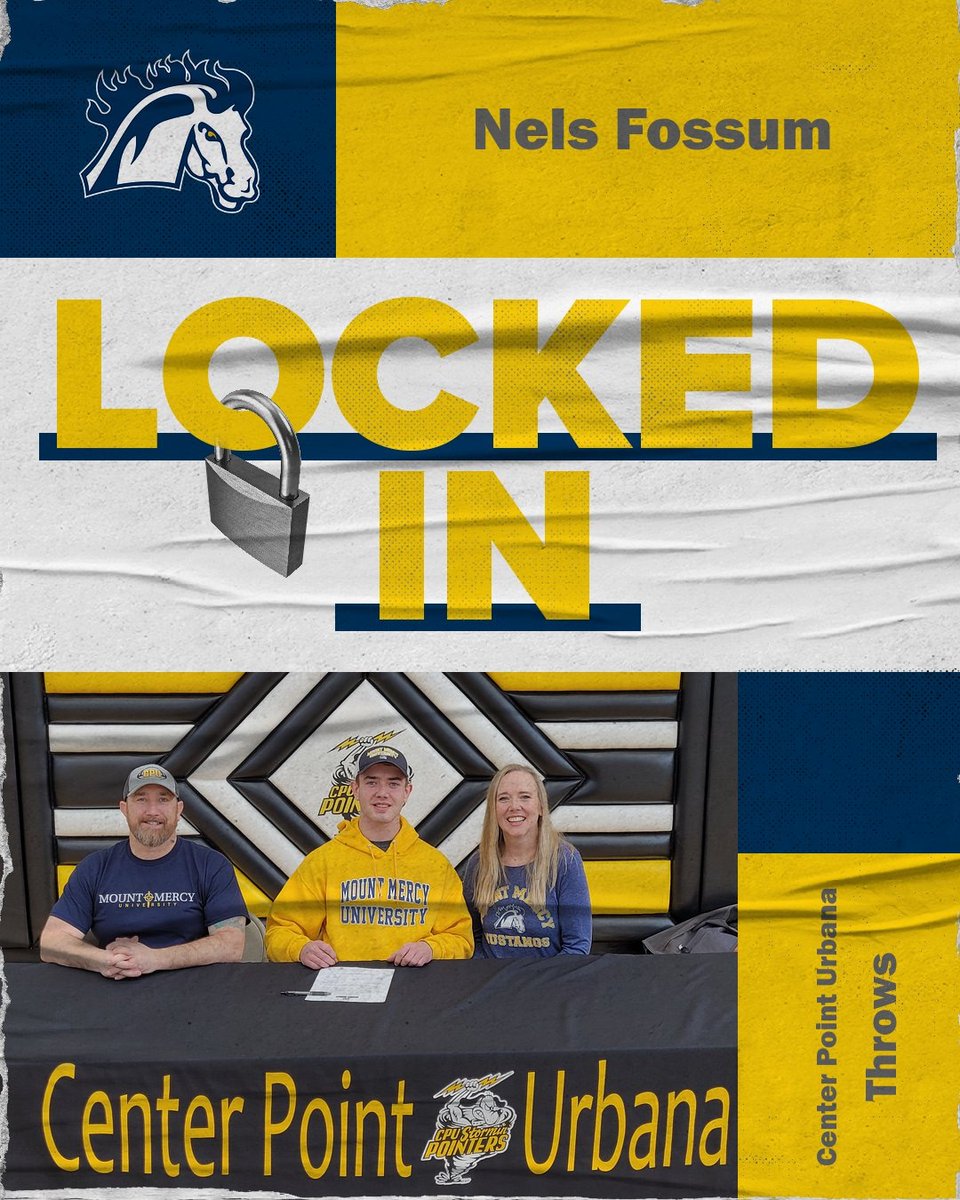 Mustang Fans and Family, please help us give Nels Fossum a warm welcome to the team! Nels is coming to us from Center Point Urbana and will make a great addition to the Throws Squad this coming Fall! Welcome, Nels!