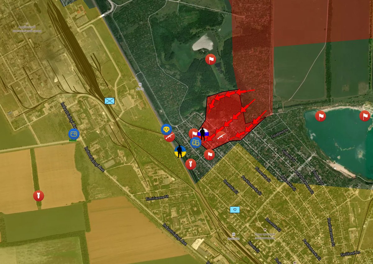 #UkraineRussiaWar️ 
Ukrainian OSINTers confirm the advance of the Russian Armed Forces in the central part of #Avdiivka towards Donetska Street.
