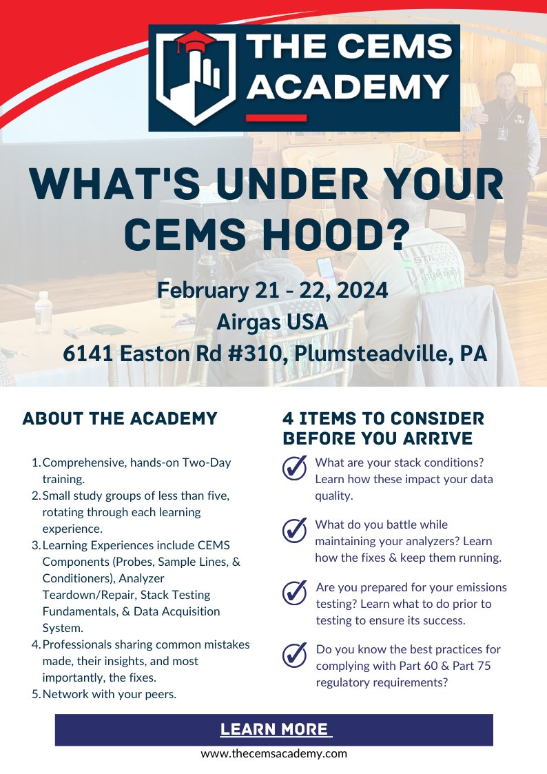 It's not too late to signup for the next CEMS Academy in Plumsteadville, PA. The Extended Forecast shows a chance of ice and rain for February 21st, making it a great day spent indoors with our experts.