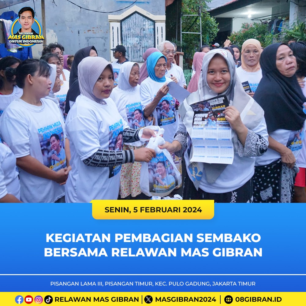masgibran_id's tweet photo. Melalui pembagian sembako, kami berharap dapat menghadirkan senyum di setiap sudut hati yang gelap. Bersama relawan Mas Gibran, kami bersatu dalam aksi kebaikan yang menyentuh hati.

#RelawanMasGibran
#MasGibranUntukIndonesia
#gibranrakabumingraka
#prabowogibran
#prabowo
#gibran https://t.co/8rJzDR5QSo