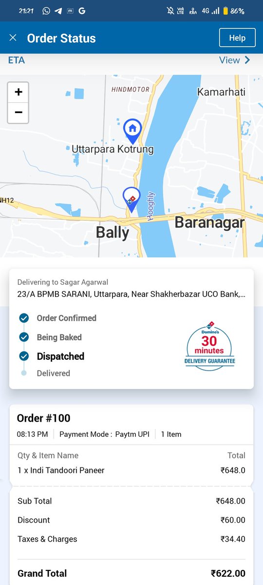 Ramani_Ujjwal's tweet photo. Hey @dominos_india, seriously frustrated right now! 🍕 It's been over an hour, still showing dispatched, and the store isn't picking up. What's going on with the service? 😡 30mins Guarantee is a joke I think promised to customer
#HungryCustomer #Dominos https://t.co/Hjz8EmvJdl