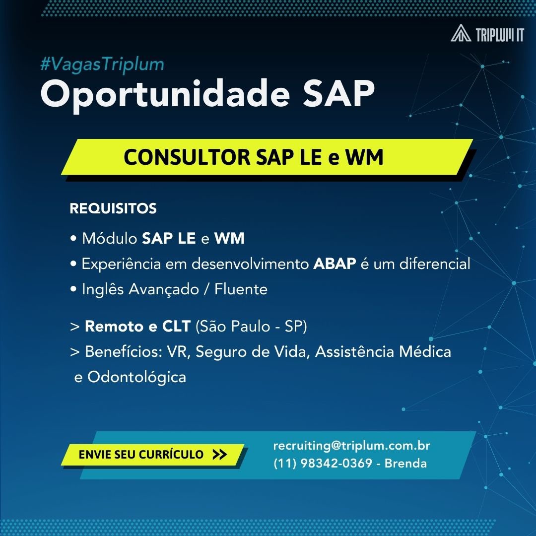 brenda_techr's tweet image. OPORTUNIDADE SAP 🚨

#sap #saple #sapwm