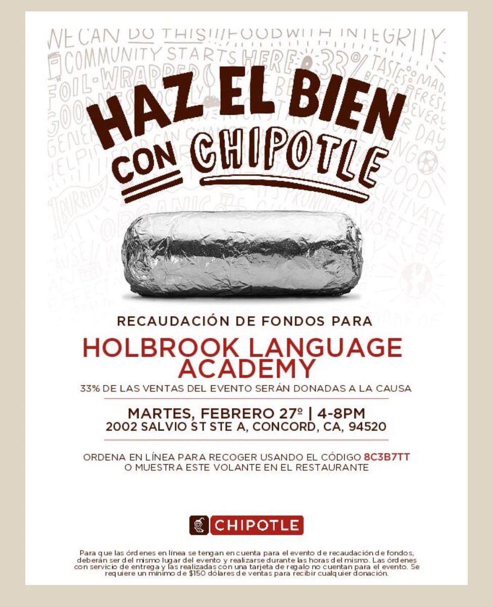 Our next #dinetodonate is martes 27 de febrero en <a href="/ChipotleTweets/">Chipotle</a> !!! 
Save the date and find all
Details on the flyers