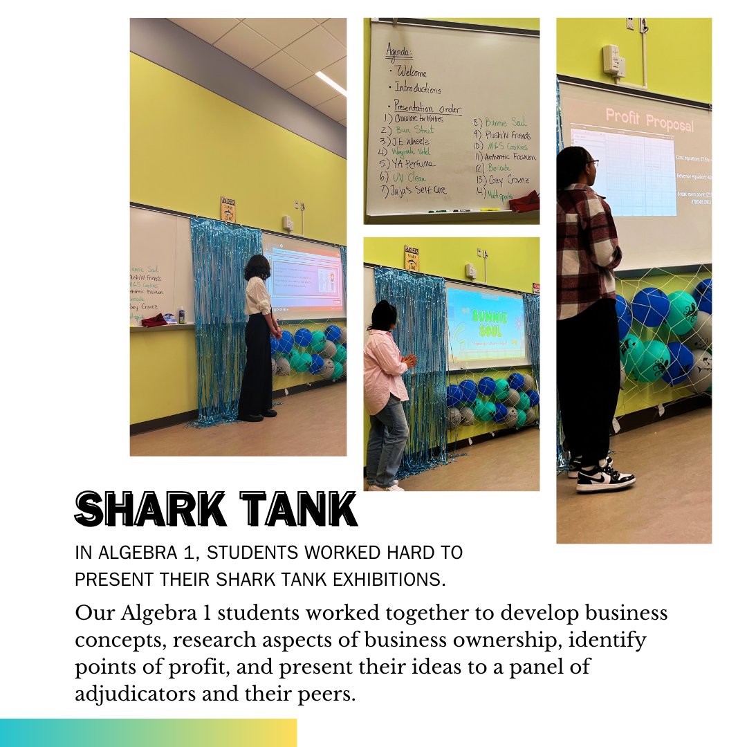 Projects like our 🦈Shark Tank presentations engage students with real-world applications to their lessons. 🧠💡👏