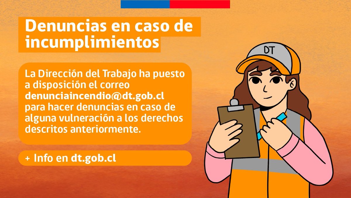 🚨Antes los incendios y Estado de Catástrofe en la V Región, recordamos los derechos laborales que corresponden en situación de emergencia. 👉🏽Puedes denunciar en dt.gob.cl en caso de incumplimientos. @DirecDelTrabajo