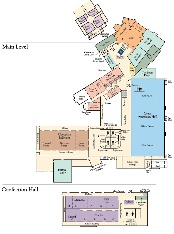 Wondering where to go in the Hershey Lodge? Ask a Green Shirt volunteer or take a look at the map here or in the app! #PETEandC