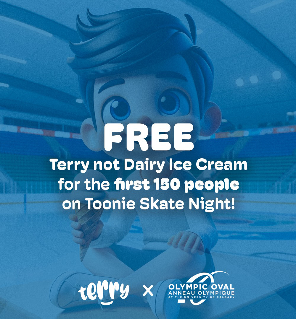 Our friends at Terry not Dairy are giving ice cream to the first 150 people attending our MONDAY NIGHT TOONIE SKATE tonight. Be the first to get this delicious ice cream. Be sure to follow them on Instagram! See you tonight! @ucalgary @UCDinos @ucalgaryalumni @uofcknes