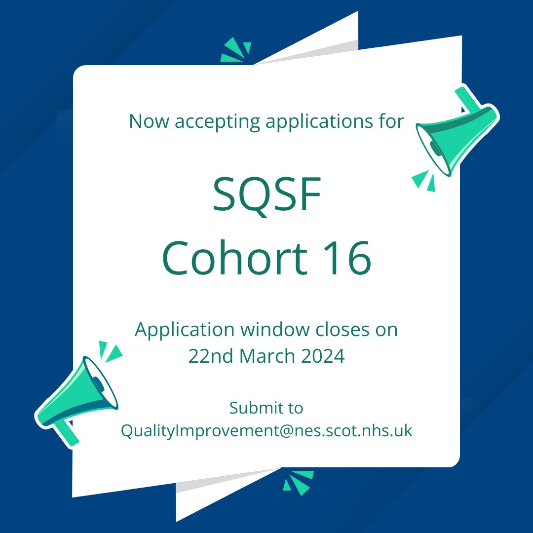 The application window for Cohort 16 of the Scottish Quality and Safety Fellowship is now OPEN and will close at 10am on Friday 22nd March. All information including applicant pack can now be found on the QI Zone here: learn.nes.nhs.scot/1906