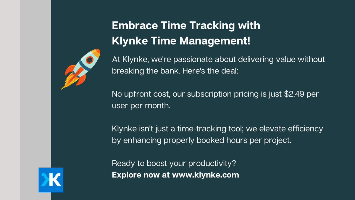 Klynke isn’t just about tracking time; it’s about maximizing efficiency with customizable timesheets and powerful filtering. Optimize every booked hour on your projects!⏰✅

Explore now 👉klynke.com

#TimeManagement #Efficiency #Microsoft365 #SaaS #Productivity