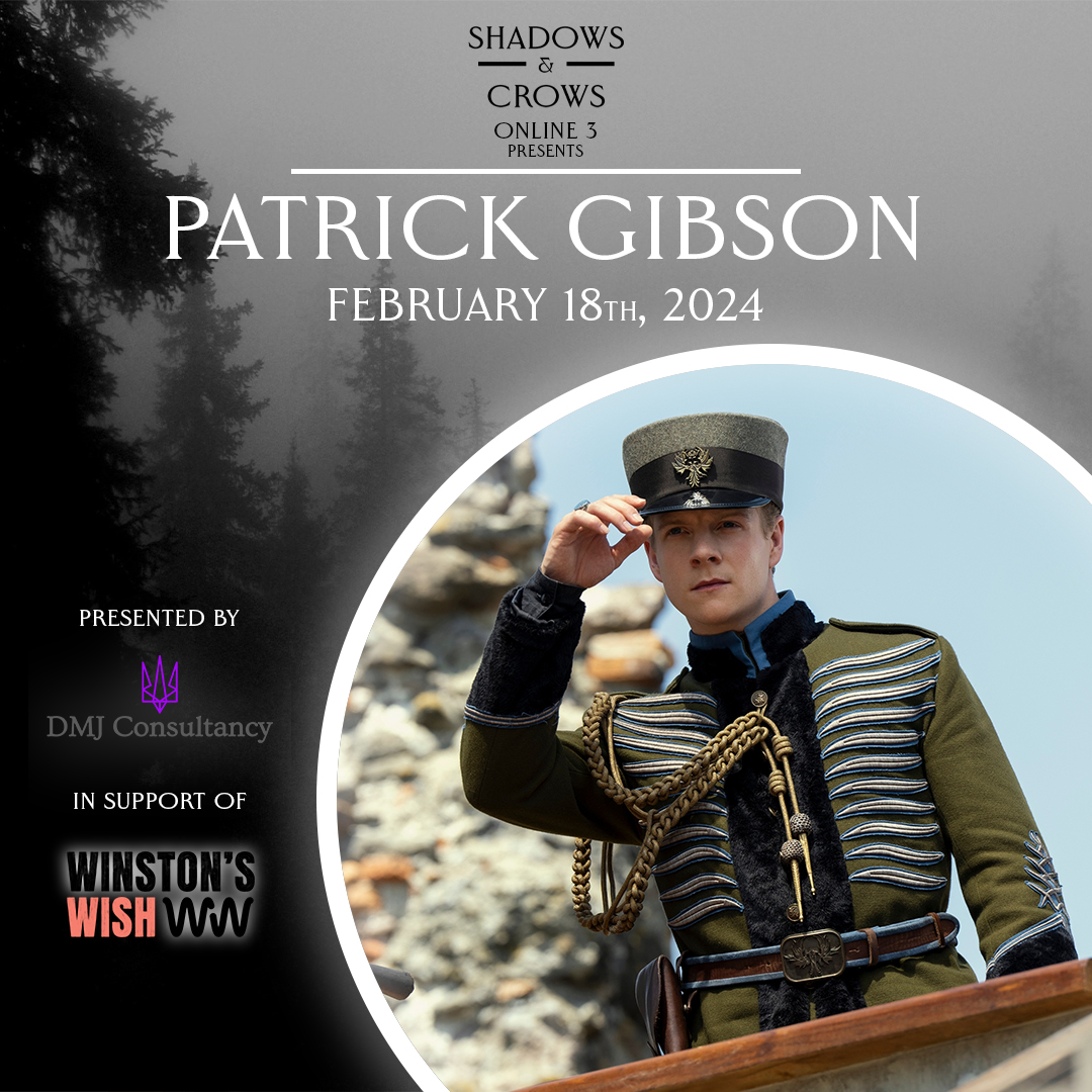 I'm delighted to announce that <a href="/PatrickGibson00/">Paddy Gibson</a> will be at #ShadowsAndCrowsOnline3 on 18th February 2024, in aid of <a href="/winstonswish/">Winston's Wish</a>.

Further info here: dmjconsultancy.co.uk/upcoming-event…

#PatrickGibson
#ShadowAndBone #SixOfCrows #NikolaiLantsov #Sturmhond
#TheOA #ThePortableDoor #Tolkien