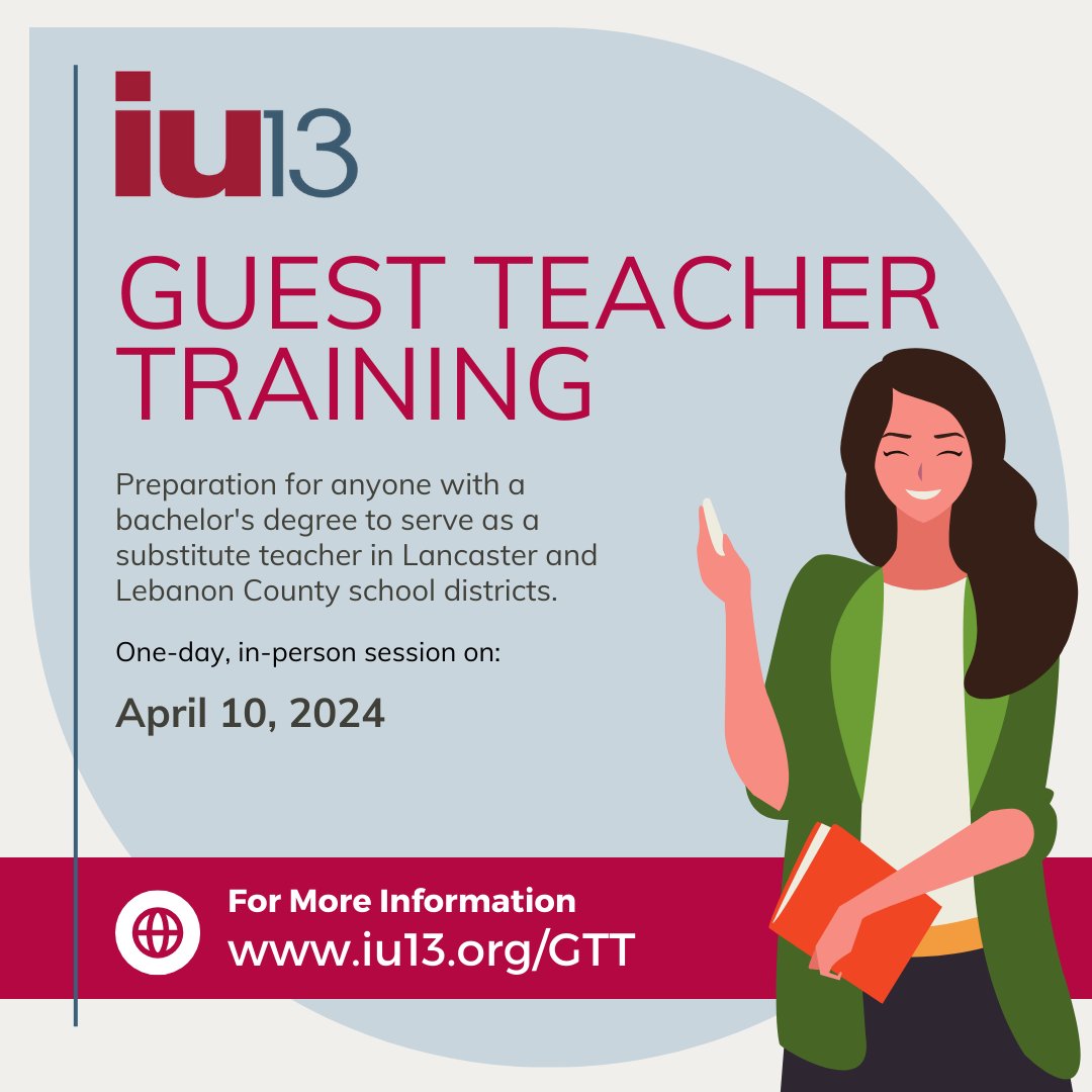 Interested in becoming a substitute teacher for the 2023-24 school year, but don’t have a teacher certification? We can help, but you’ll need to apply soon because there’s only one more Guest Teacher Training Program in-person session left! Apply today: hubs.li/Q022ztV10