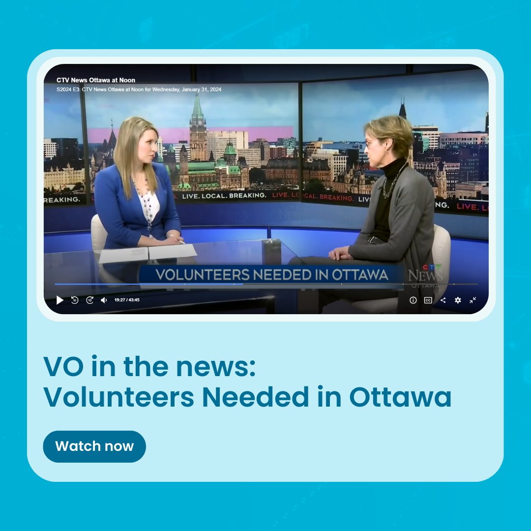 VO in the news: learn more about the need for volunteers, how important volunteers are for organizations in Ottawa, and how people can find a volunteer opportunity. Watch now, starting at 19:00: ottawa.ctvnews.ca/video/c2851781…