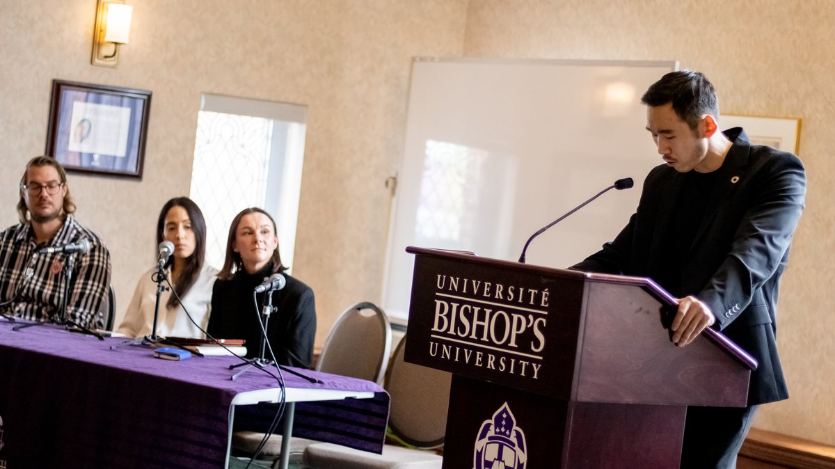 #UBishops was proud to host QMUN and Canada's Fight for Purpose Conference! It was great to see alumni returning to share their experiences with students. Thank you @samymabru for organizing the events! Pictured: Kai Schafer, Alexandra Vargas, Marie-Pier Allard-Caron, Junru Bian