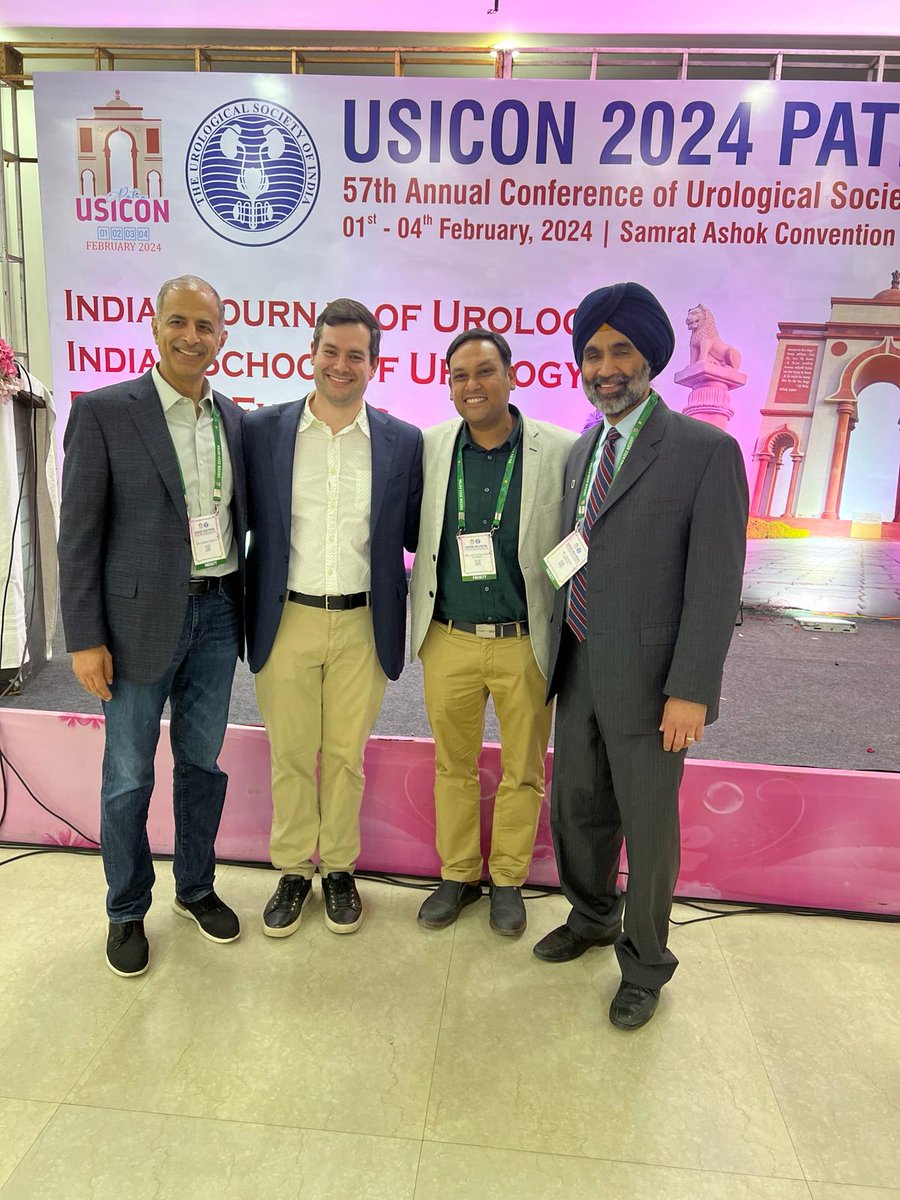 An impromptu reunion of AUA International Exchange Scholars at #USICON2024 !! Past scholars (and AUA current and incoming Assoc. Secretary) @aseemrshukla and Jaspreet Sandhu joined by 2024 scholars @Jaeger_Chris and Aditya Sharma. So proud of our international scholars! 🇮🇳👏🎉