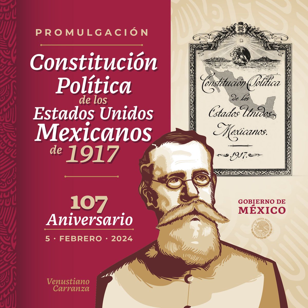 SEP_mx's tweet photo. 📜Conmemoramos el 107 aniversario de la Constitución Mexicana de 1917, la cual fue ejemplo a nivel internacional por incluir derechos sociales.

La Carta Magna representa un baluarte de la democracia de nuestro país y una herencia viva de la lucha revolucionaria de nuestros antepasados. 🇲🇽