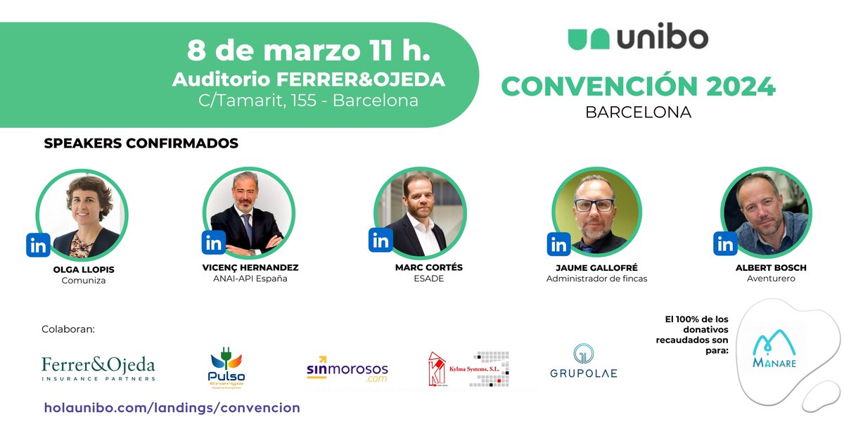 Acabó la cuenta atrás! 

El 8 de marzo celebraremos la Convención <a href="/holaunibo/">Unibo 💚 #BeUnibo</a>.  Gran ocasión para compartir con nuestros inversores, clientes, partners y colaboradores las novedades y noticias que tenemos preparadas para 2024 ¿vienes? holaunibo.com/landings/conve…