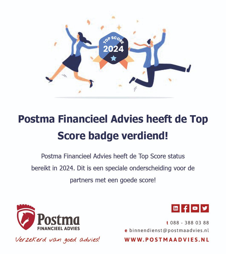 Yes!! 🥳🍾 🎉 

Net zo als in 2021, 2022,2023 horen we ook in 2️⃣0️⃣2️⃣4️⃣ tot de topkantoren van Nederland volgens Trustoo.

Aan ons de schone taak om dit jaar weer te knallen zodat we deze TOPScore volgend jaar ook weer krijgen. 💪

#reviews #review #topscore #postmaadvies