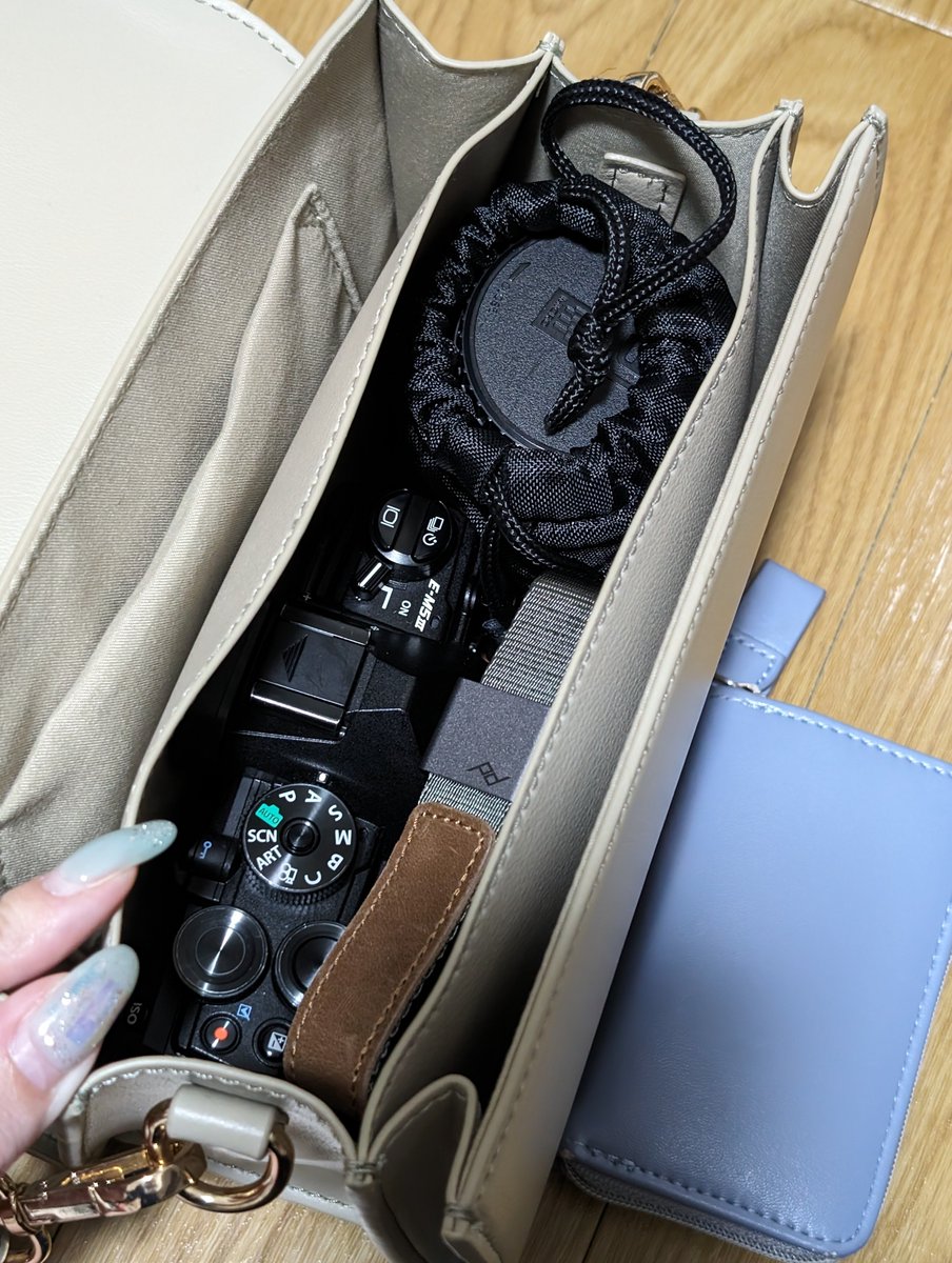 Rima_photograph's tweet image. GUのバッグ！最小構成で動くのにいい✨
カメラバッグ野暮ったい問題解決🙌
①EM5mk3
②単焦点20mmと42.5mm
（換算40mmと85mm）
③ミニ財布がすっぽり🩷
クッション巾着すればもっとよし
#マイクロフォーサーズ 
#OMDS
#em5
#olympus 
#omsystem  
#写真好きな人と繋がりたい