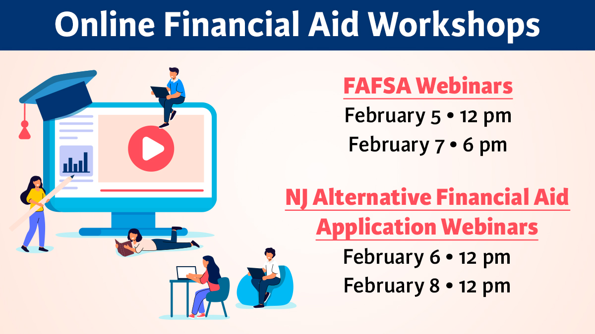 Starting at noon today, our team will be hosting 4 free webinars this week to help students and their families understand the FAFSA and NJ Alternative Financial Aid Application. 

If you need help with these applications, visit our website and join us for one of the dates below!