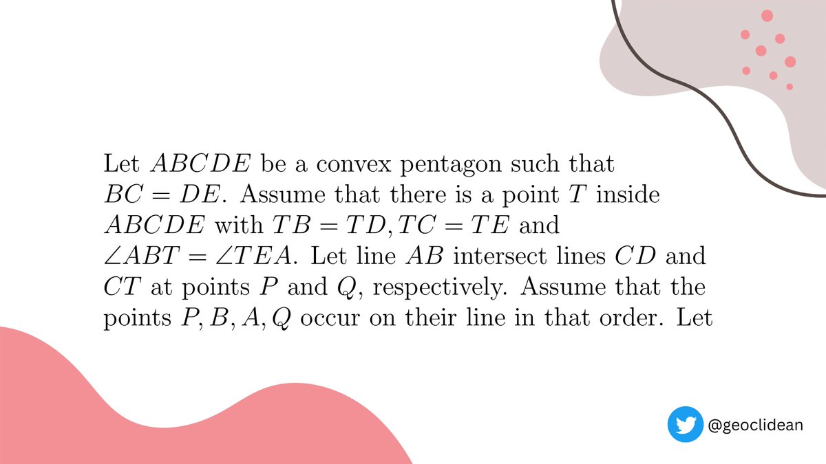 geoclidean's tweet photo. Rest in peace, Geometry!
#Geometry #IMO #IMO2022 #ComputerProblems #CongruentTriangles #Parallel https://t.co/cXoGlFvI4C