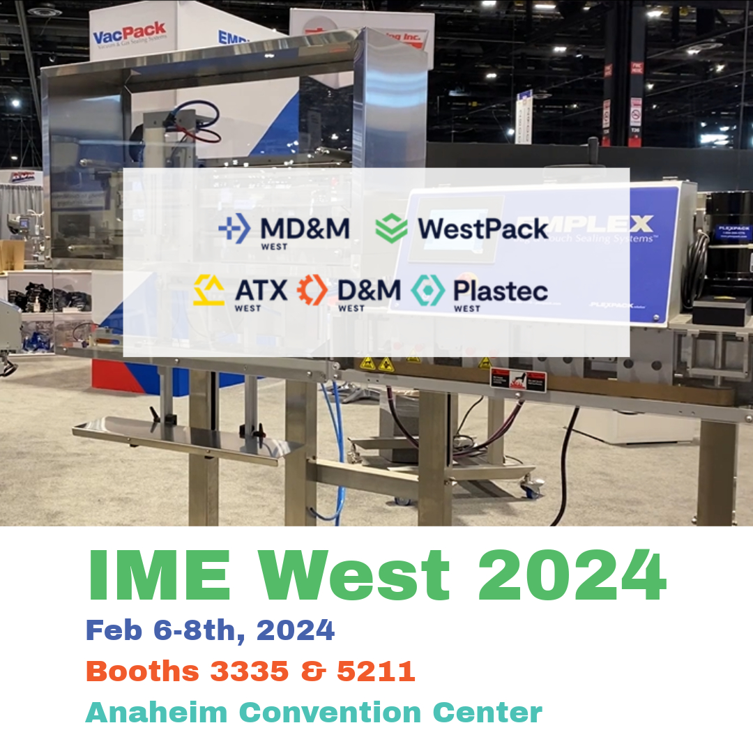 Will you be attending #IMEWest by <a href="/IME_events/">Manufacturing by Informa</a> ? Stop by the booths of our partners West Coast Plastic (booth 3335) and Kelly Spicers (booth 5211) where they will be showcasing Plexpack equipment!
#MDMWest #Westpack #ATXWest #DMWest #plastec #manufacturing #packagingequipment