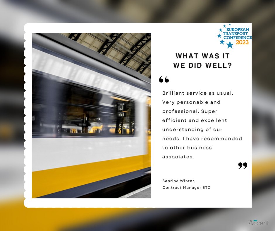 Accent_MR's tweet photo. .@Accent_MR excels
In 2023, we provided an in-depth #satisfaction #survey of attendees (policy makers and practitioners) at the @EuTransportConf in #Milan
#ResearchWorks
We’re so pleased with the wonderful feedback received about our service🤗
#Personable #Professional #Brilliant https://t.co/xKRrsp1e4l