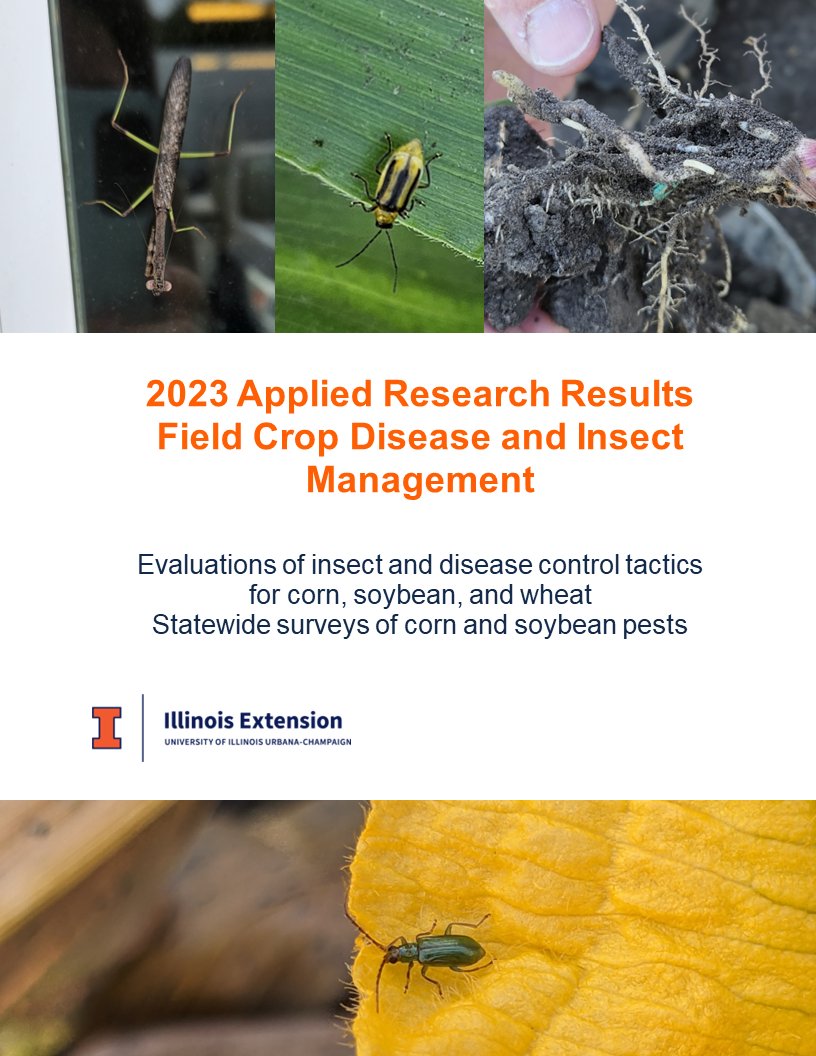 Each year, we evaluate numerous crop protection products and publish the results in an annual report, along with pest surveys, growing season summaries, and more. The 2023 report is available here: go.illinois.edu/2023PestPathog…