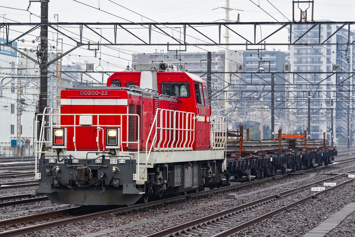 DMH17C_'s tweet photo. 2024/02/05
9294〜5972
東京貨物ターミナル行きレール臨貨
DD200 23号機(新小岩操からEF210 124号機)+チキ4車(積載...��60K×25M×38本、②60K×25M×38本)
新小岩操 https://t.co/RJ4kkrDRSm