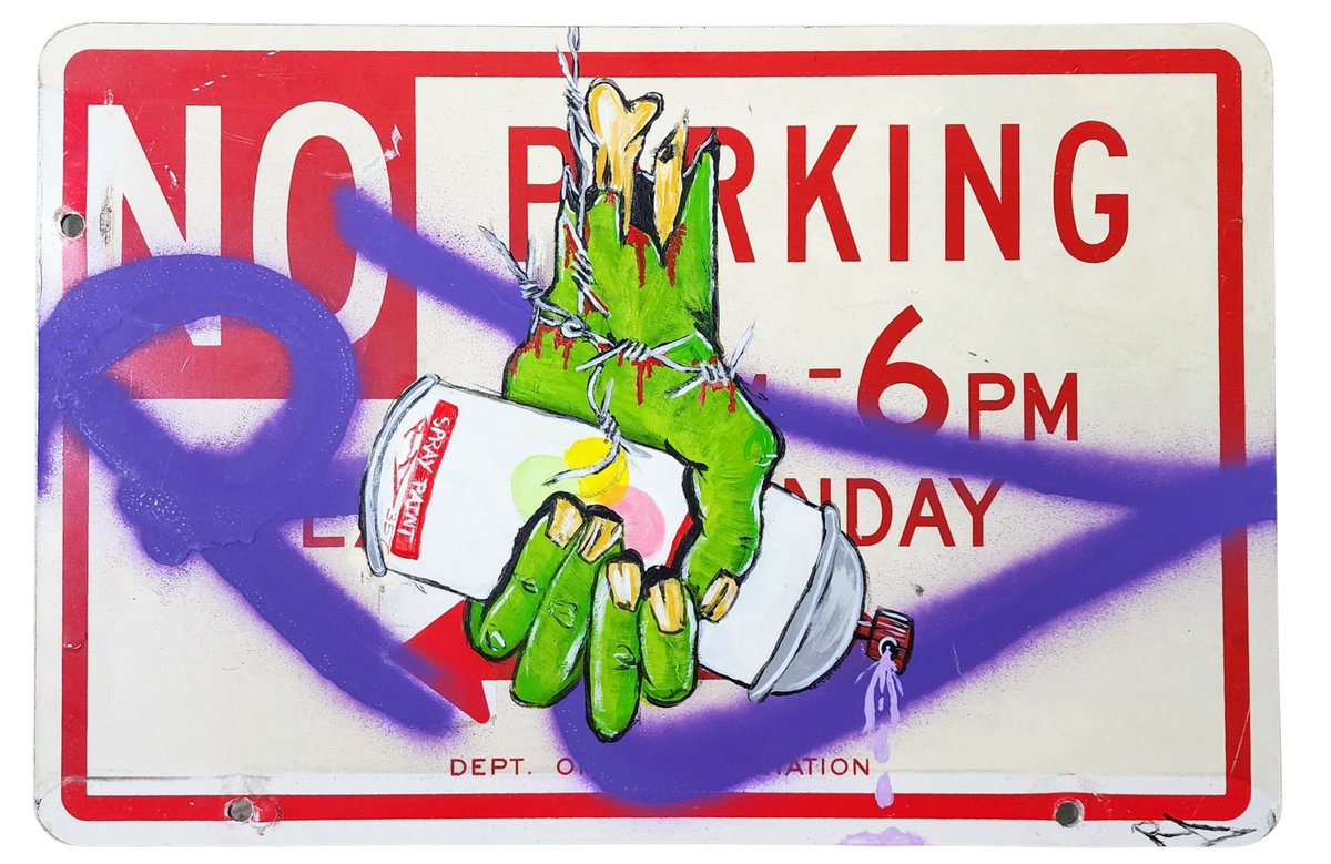 Zombie Hand Tag Original Street Sign Painting by RD-357 Real Deal> sprayedpaint.com/products/zombi… 

#art #graffiti #streetart #2014 #Acrylic Paint #Arm Hand &amp; Fist #Cars Trucks Vans &amp; Automobiles #City &amp; Urban #Framed Art Ready to Hang #Green #Horror &amp; Scary #Krylon Spray Paint #Meta...