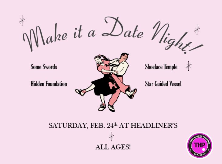 SomeSwordsMusic's tweet photo. Coming soon! Roller skates and milkshakes not included.

Lineup:

@shoelacetemple
@someswordsmusic
@hidden_foundation
@starguidedvessel

Brought to you by @xterryharperx and @headlinersmusichall https://t.co/8jT3Ja4OLk