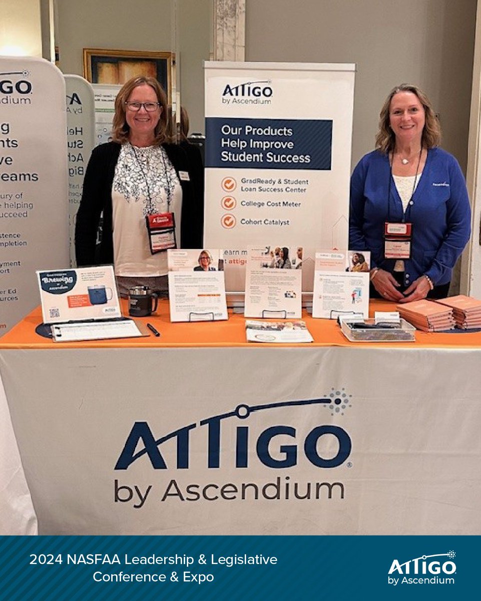 At the 2024 @NASFAA Leadership & Legislative Conference & Expo? Stop by the Attigo booth, learn about how we can help your students be successful in their student loan repayment, and enter to win a #Stanley Camp Mug! #Attigo #NASFAA #NASFAALeadership #StudentLoans