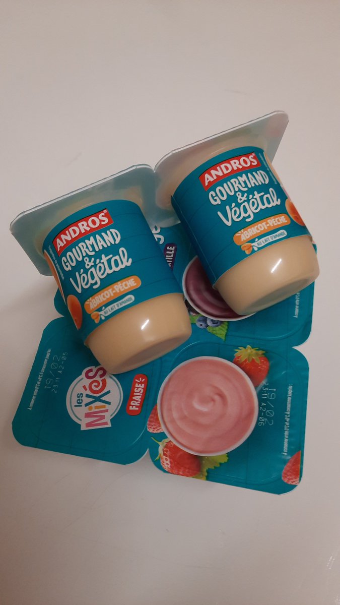 lisatesteuse's tweet photo. Test  du moment avec le site trnd : Andros Gourmand &amp; Végétal, dessert  100% végétal au lait d'amande aux fruits et aromatisés. Yaourt onctueux, gouteux, léger et gourmand. Ingrédients d'origine  naturelle, sans conservateur, sans OGM. #LaVieAndros #androsvégétal @AndrosFrance https://t.co/4uYEA1JNLC
