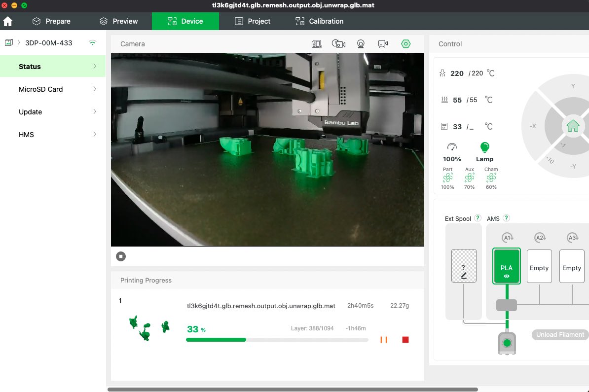 DeemosTech's tweet photo. 3D generation meets 3D printing quality for the first time!
Generated by #Rodin Gen-1 Image to 3D, printed by @BambulabGlobal X1.
A major leap for 3D technology!
#3dprint #GenerativeAI #3D #CG #game https://t.co/de44d8nUwL