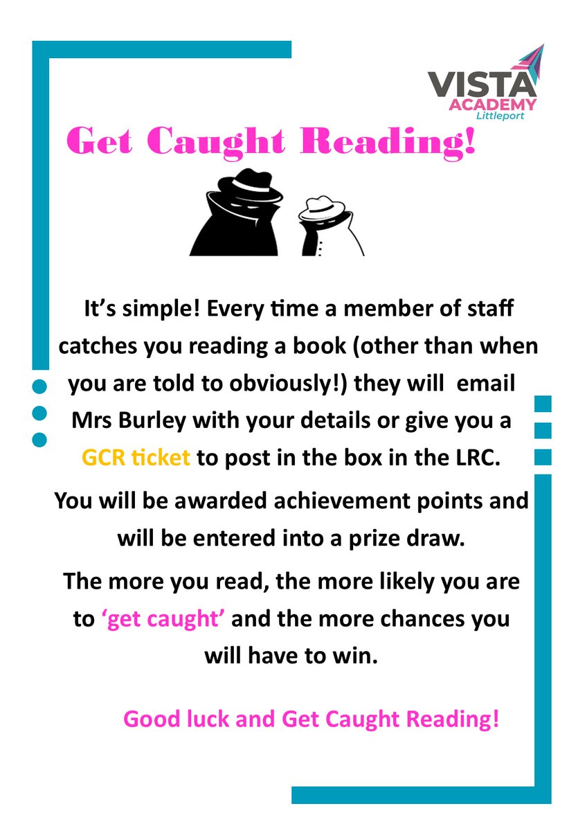 'Get Caught Reading' was relaunched today at VISTA.
It was great to see so many Students #readingforpleasure outside of lesson time.
@GreatSchLibs @uksla #GetCaughtReading