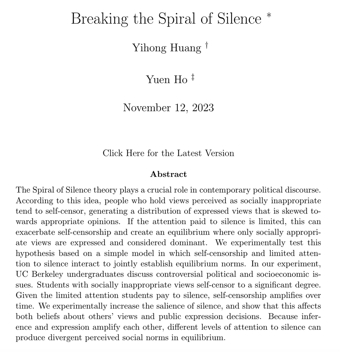 AnneKaring's tweet photo. Breaking the Spiral of Silence - terrific behavioral paper #womenineconomics  https://t.co/BzBrWDjhYW https://t.co/ISb5IY5ePh
