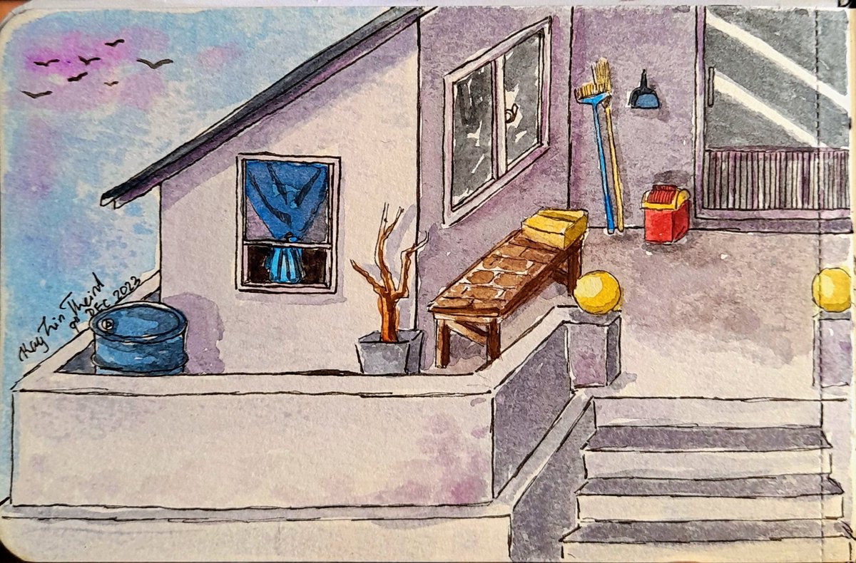 Verandas and balconies series 🪺🍃
#watercolor 
#Watercolour 
#watercolorpainting 
#watercolorart
#watercolorsketch
#inking
#urbansketch
#lineandwash
#verandasandbalconies