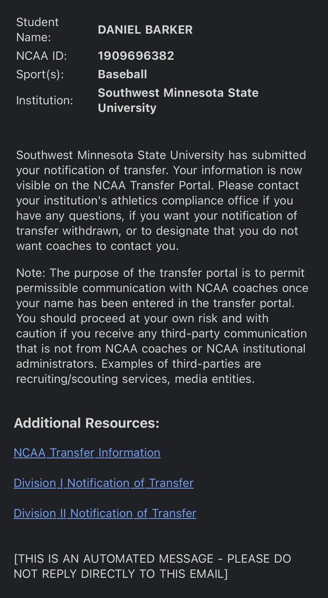 barker26351's tweet image. After spending two years at SMSU, I have elected to enter the transfer portal and take my 4 years of eligibility elsewhere.  I am very thankful for all the coaching I received and to be able to call Marshall my home.  That being said, I’m ready to get to work to find a new home!!