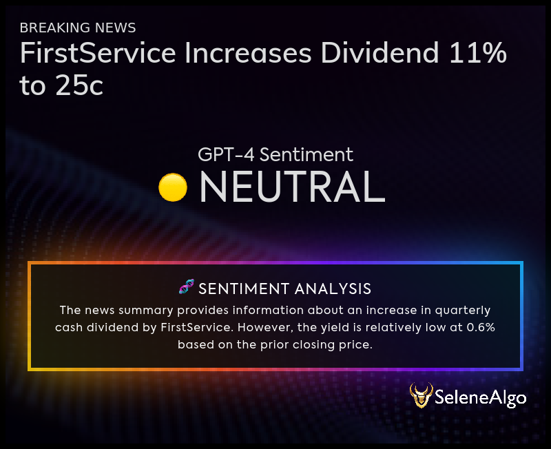 SeleneAlgo's tweet image. 🔥 Realtime AI News Scanner 🔥
🔗 marketwatch.com/story/firstser…
#CIGI $CIGI  #News #StockNews #Stocks #Sentiment #SentimentAnalysis