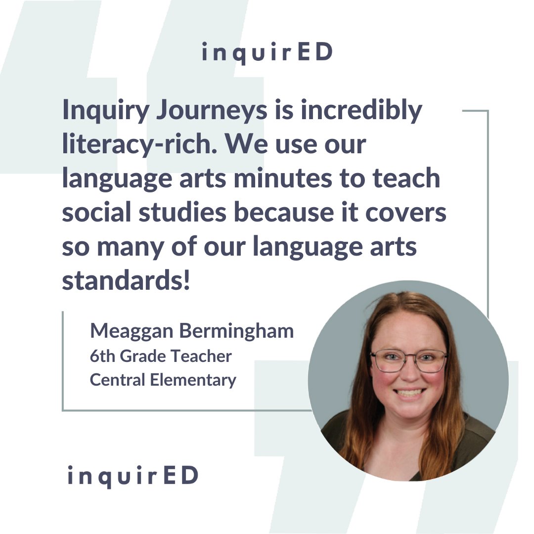 Level up the literacy skills in your classroom with Inquiry Journeys, inquirED's inquiry-based K–5 social studies curriculum! 🙌 Talk to us about our embedded literacy supports. ➡️ bit.ly/3UvDn9K