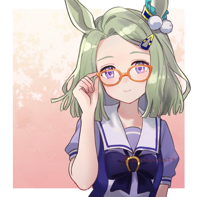 「adjusting eyewear school uniform」 illustration images(Latest)｜2pages