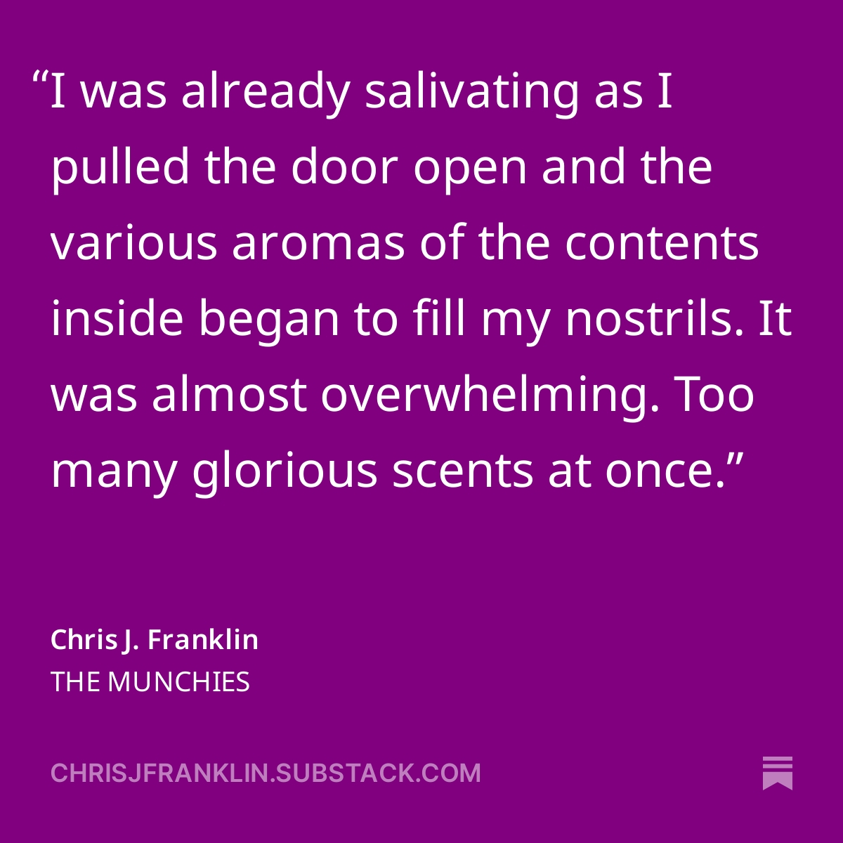 Here’s a fun #story about being desperate for a #snack in the small hours of the morning… #TheMunchies is available to read for #free now... 😀 #Writing #WritingCommunity #Fiction #ShortStory Find it here: chrisjfranklin.substack.com/p/the-munchies