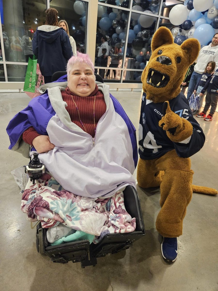 ehcainc's tweet image. EHCA loves @ErieOtters! Cindy posed for a pic with the Penn State mascot at the hockey game!