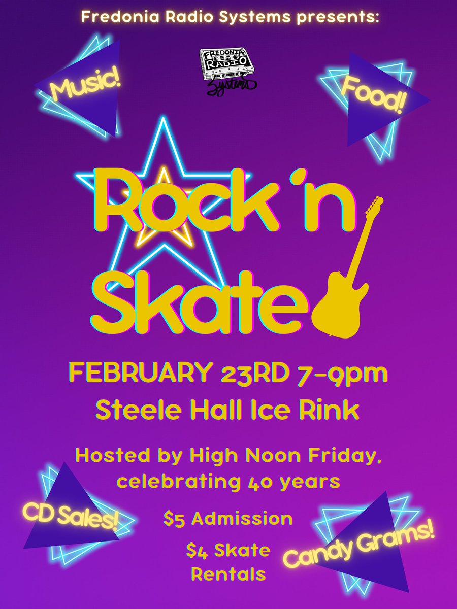 We are so excited to announce our annual Rock 'n Skate event!!

Our theme this year is 80's🎸

Join us on Feb. 23rd at Steele Hall Ice Rink for a gnarlyyyy time