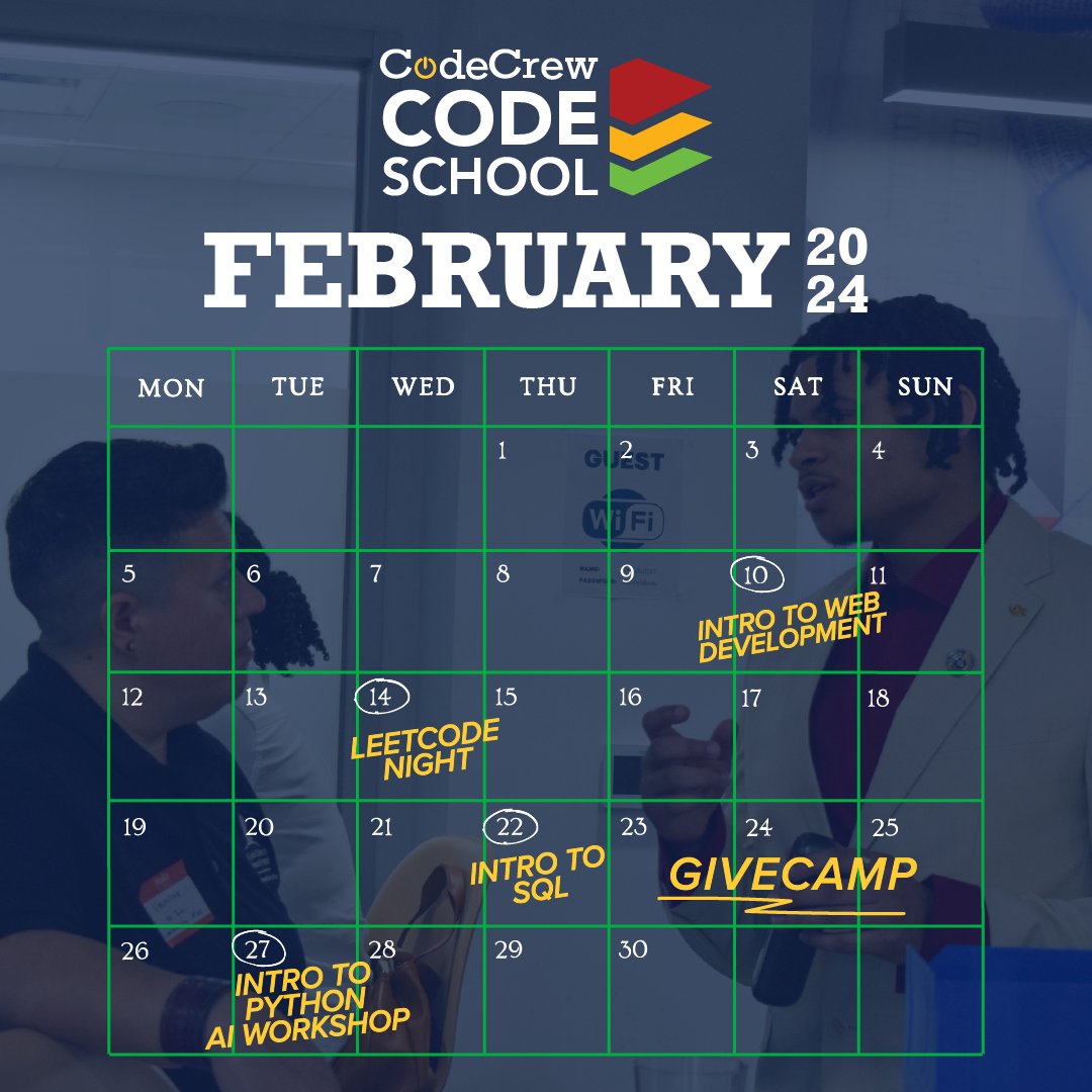 ⚠️ Update to our Code School calendar! Remark you calendars and look out for registration links to our Byte Size Learning offerings for the month of February! #CodeSchool #softwaredevelopers