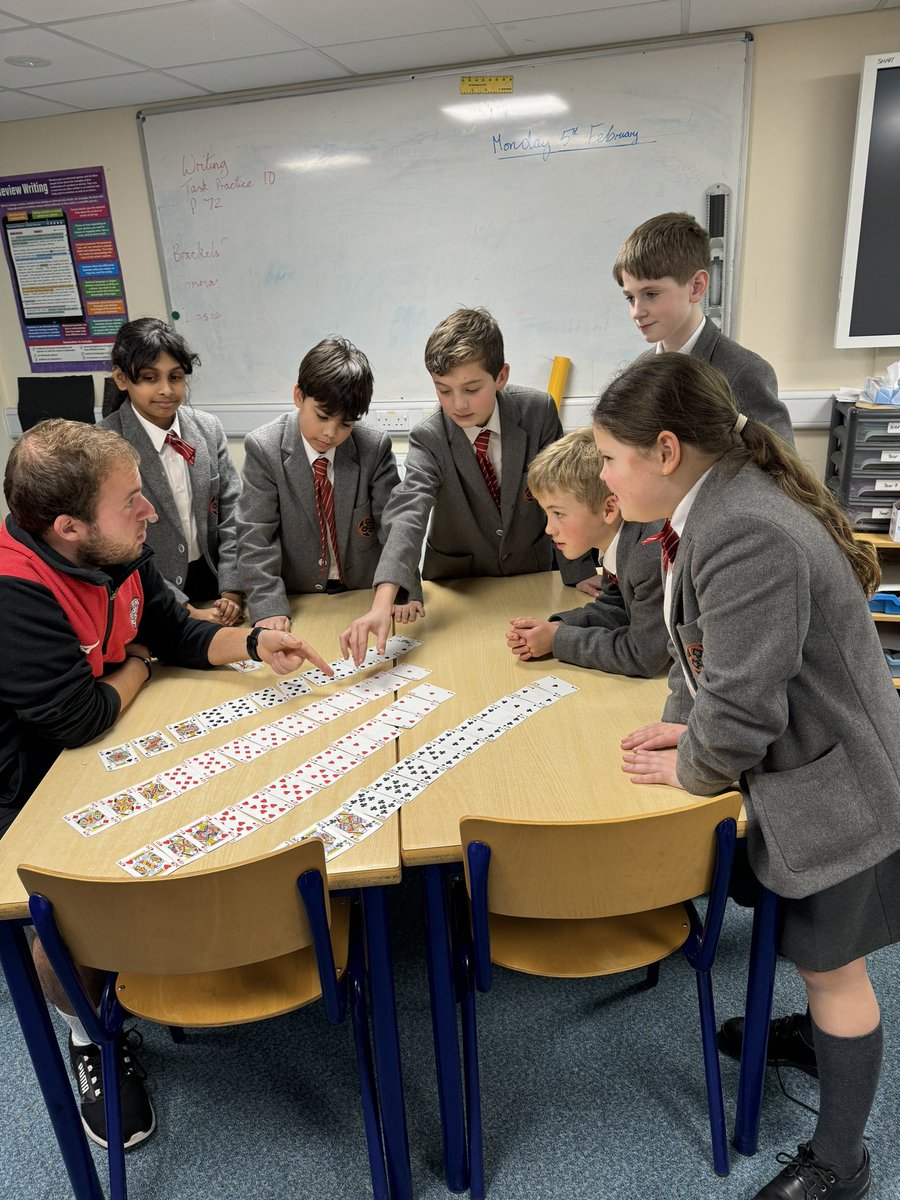 BGS_UpperSch's tweet photo. Year 6 Maths having a masterclass on the art of probability with Mr C! Using a deck of cards to visualise the concept! ♠️♥️♣️♦️#bgs_maths #bgs_practical #probability https://t.co/g2g0xqOB6v